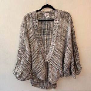 Free People All Tous plaid woven cocoon kimono one size